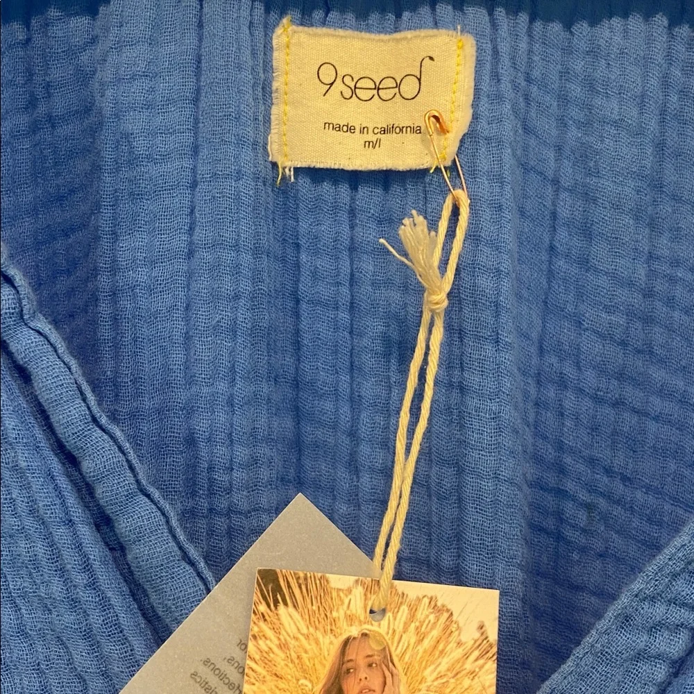 9Seed Cobalt Blue Gauze V-Neck Marrakech Tunic M/L NWT - Picture 5 of 6